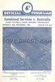 Combined Services (UK) v Australia 1966 rugby  Programme